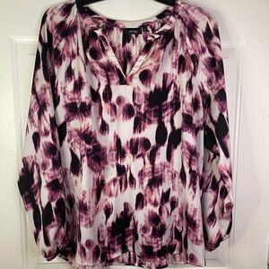 Apt.9 long sleeve tie-dye blouse in pink‎ and black.